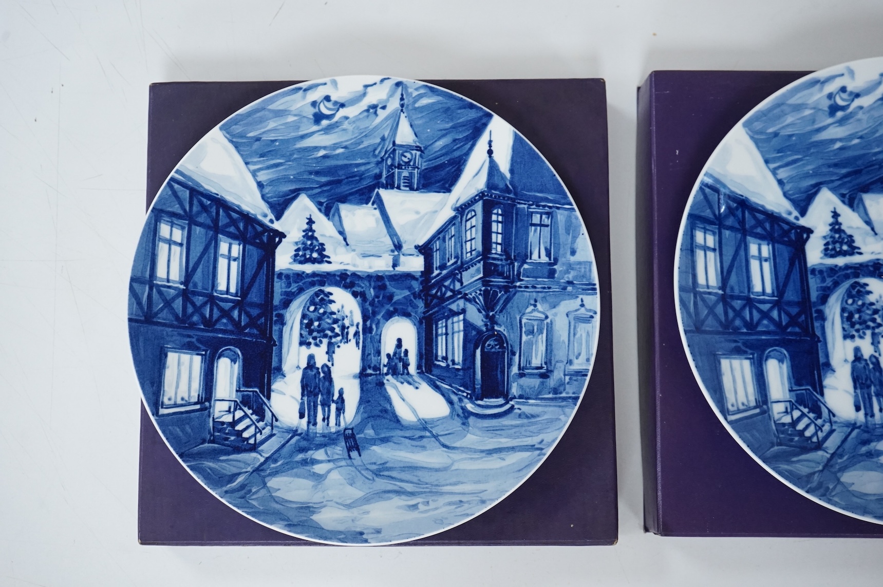 Two Meissen year plates, boxed
